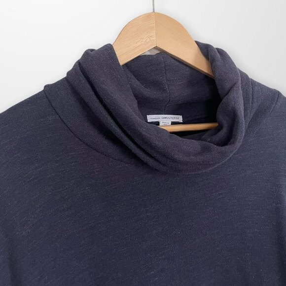 Navy James Perse Sweater Cowl Turtlenck Pullover Sweatshirt Size 2 (Small) - Picture 4 of 5